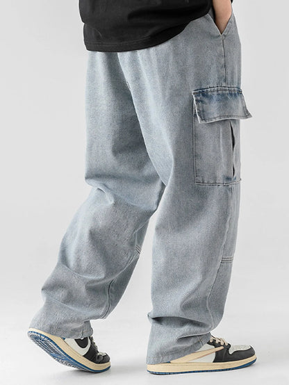 Beau Garcon | Elastic Waist Relax Fit Straight Leg Cargo Jeans