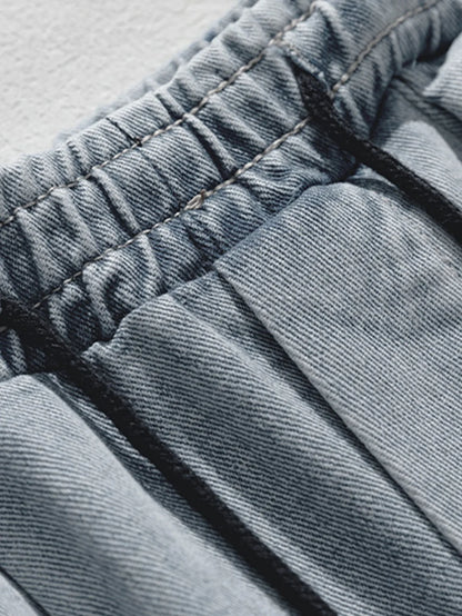 Beau Garcon | Elastic Waist Relax Fit Straight Leg Cargo Jeans