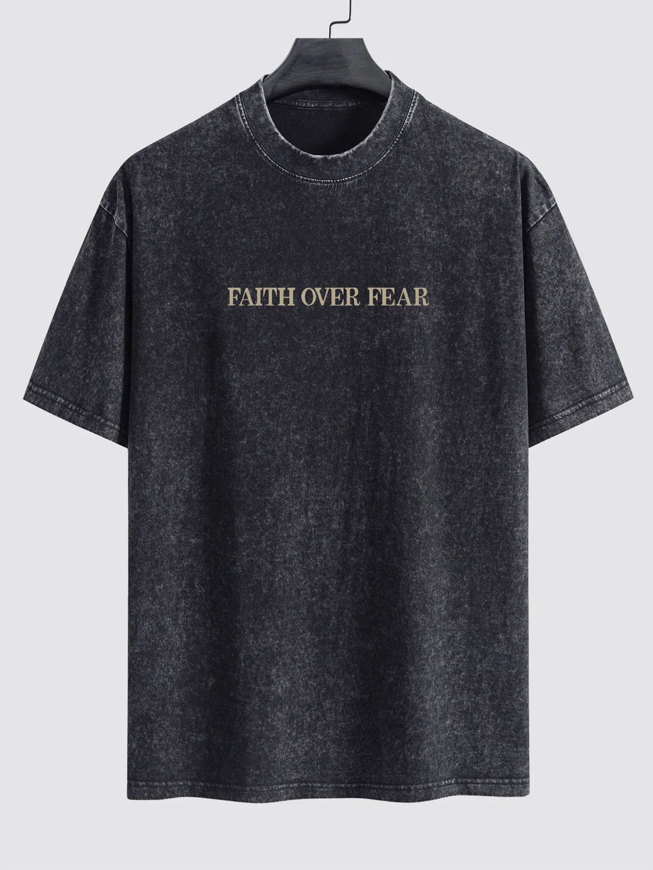 Beau Garcon | Faith Over Fear Print Washed Distressed Drop Shoulder T-Shirt