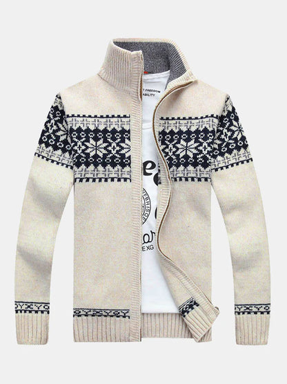 Beau Garcon | Christmas Geometric Print Zip Up Sweater