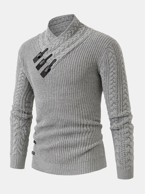 Beau Garcon | Leather Buckle Turtleneck Sweater