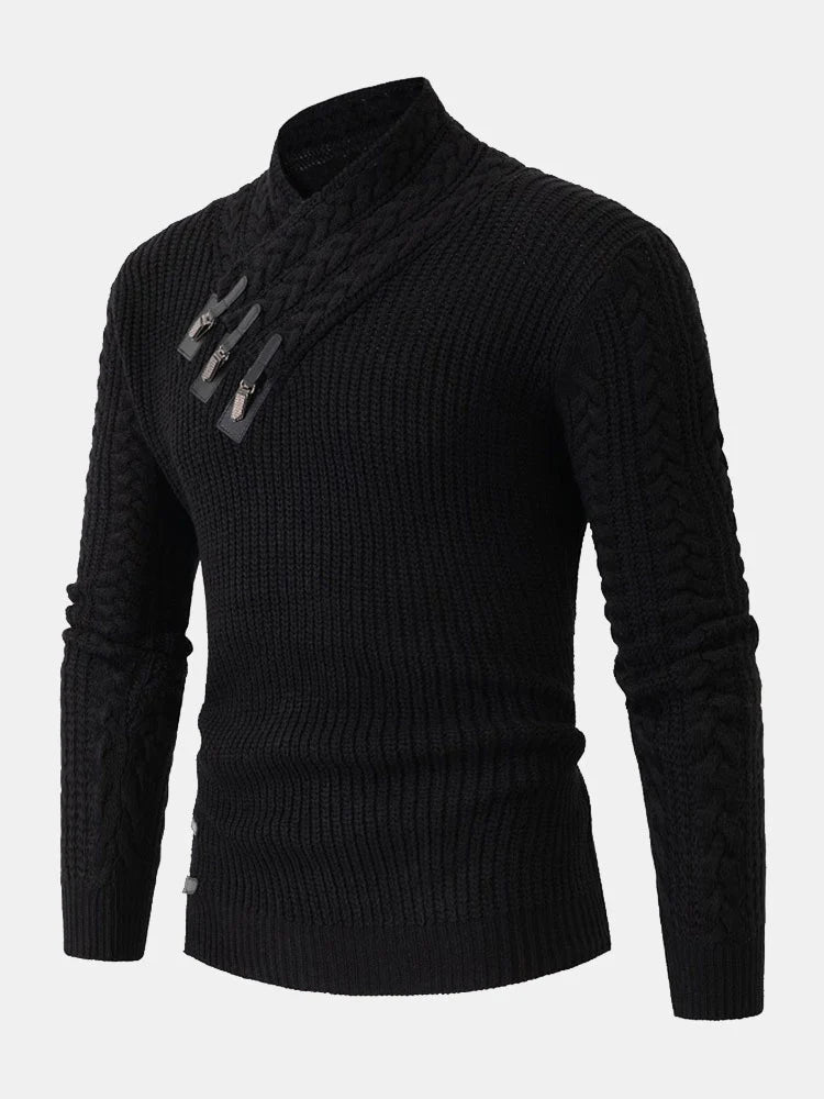 Beau Garcon | Leather Buckle Turtleneck Sweater