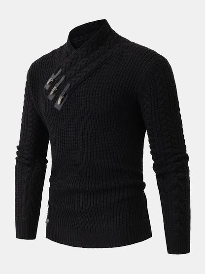 Beau Garcon | Leather Buckle Turtleneck Sweater