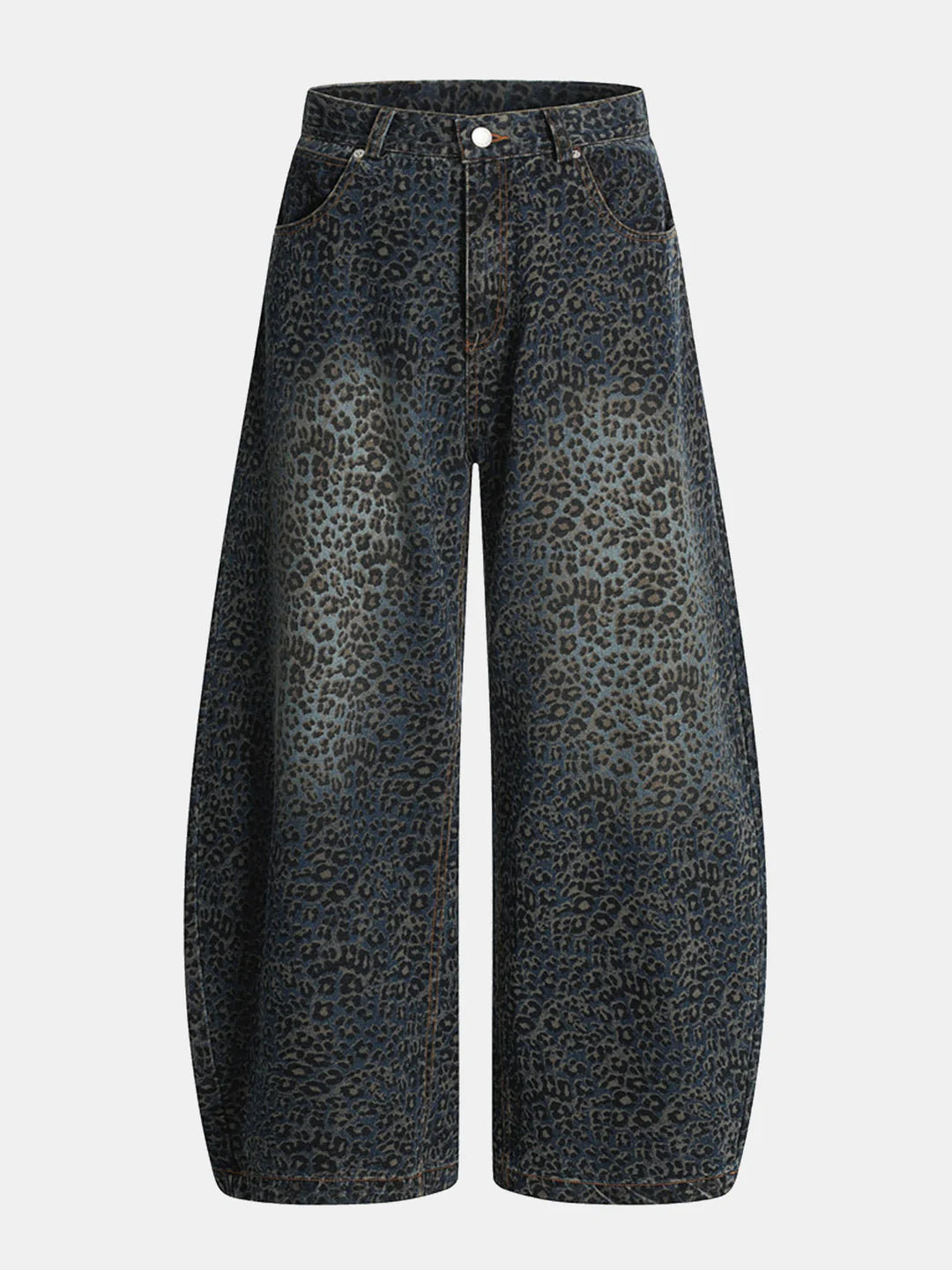Beau Garcon | Leopard Print Washed Distressed Denim Baggy Pants