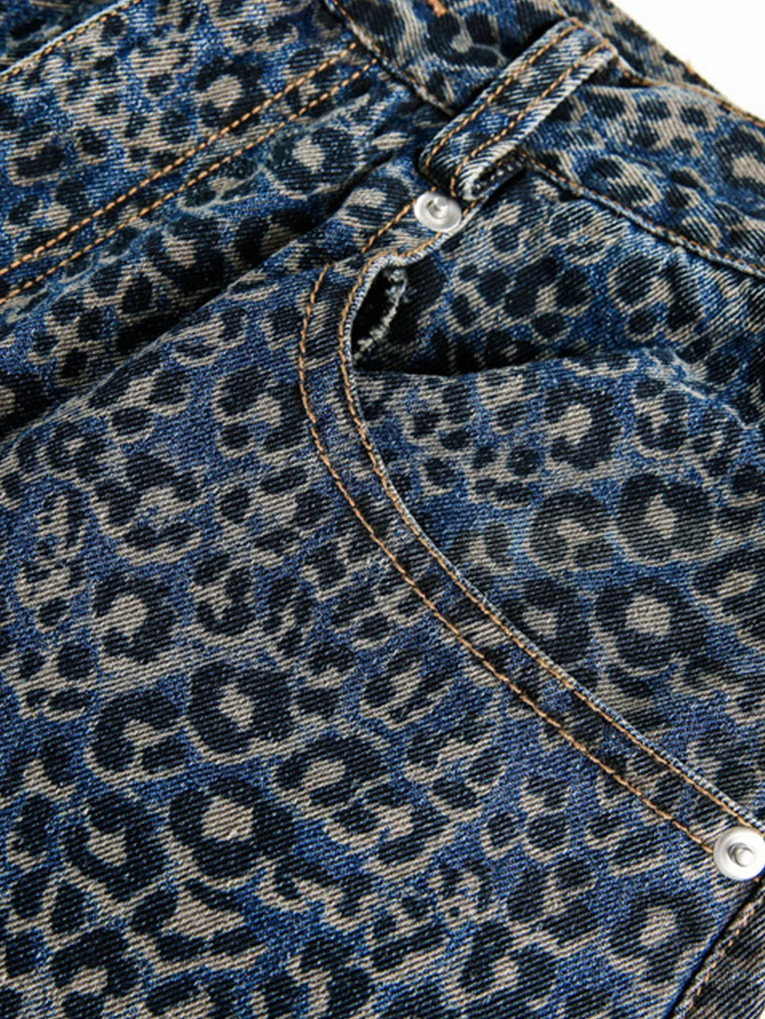 Beau Garcon | Leopard Print Washed Distressed Denim Baggy Pants