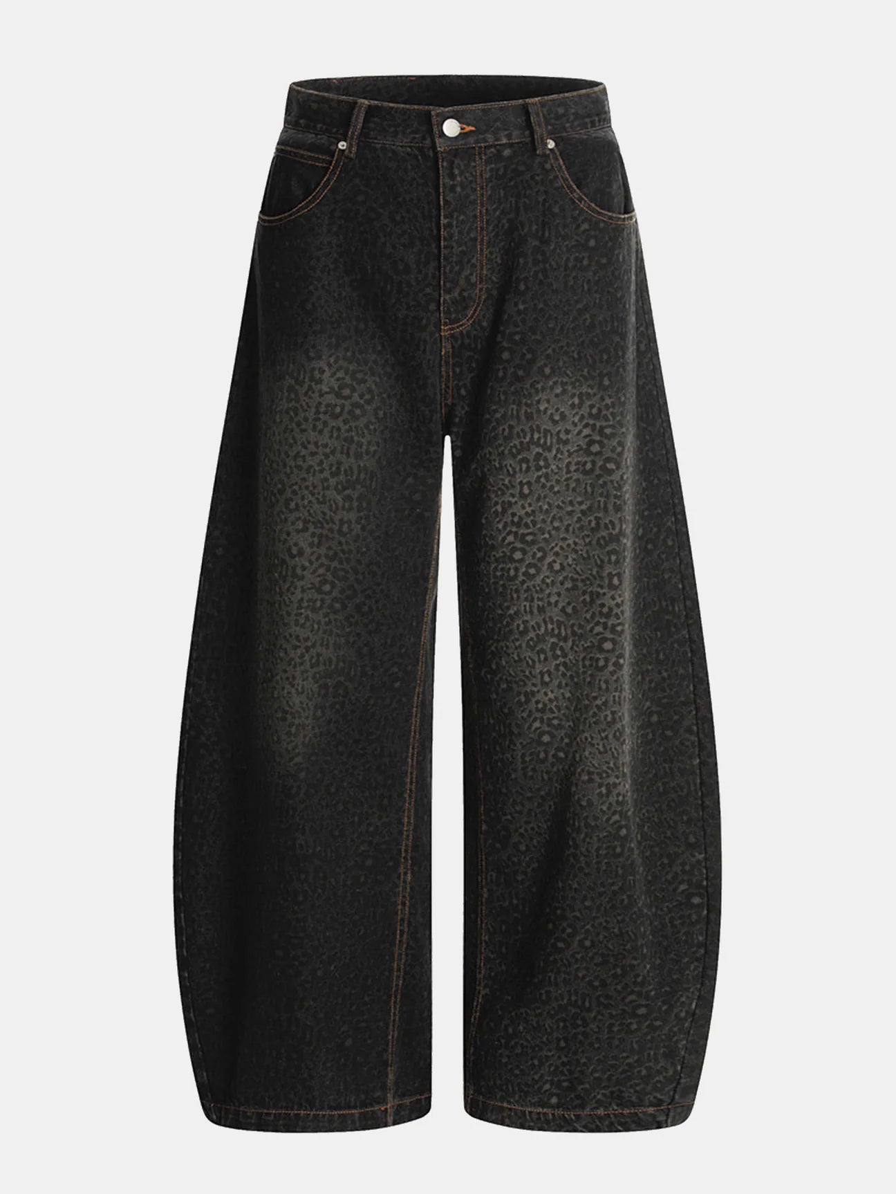 Beau Garcon | Leopard Print Washed Distressed Denim Baggy Pants