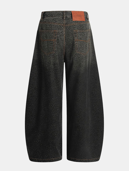 Beau Garcon | Leopard Print Washed Distressed Denim Baggy Pants