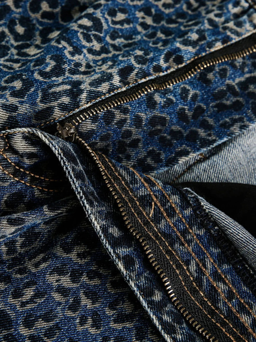 Beau Garcon | Leopard Print Washed Distressed Denim Baggy Pants