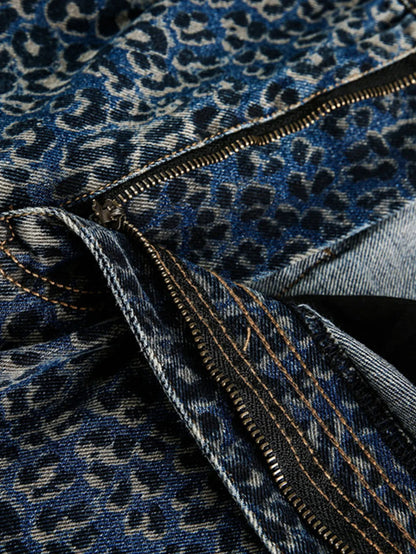 Beau Garcon | Leopard Print Washed Distressed Denim Baggy Pants