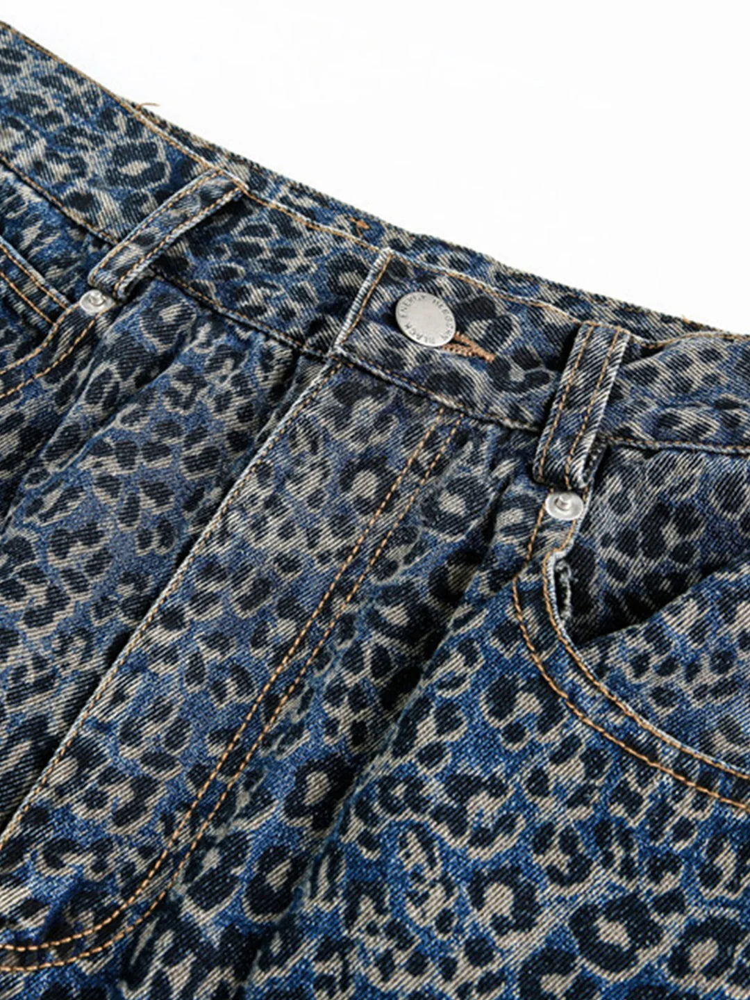 Beau Garcon | Leopard Print Washed Distressed Denim Baggy Pants