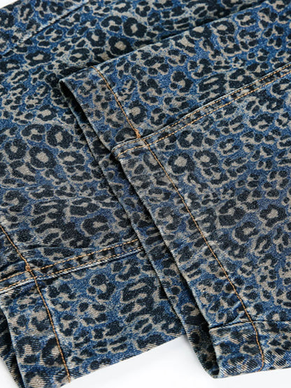 Beau Garcon | Leopard Print Washed Distressed Denim Baggy Pants