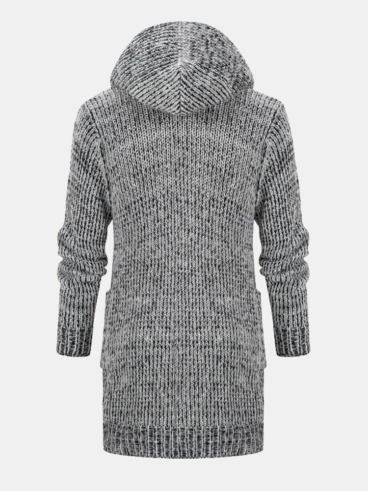 Beau Garcon | Long Line Horn Buckle Hooded Knitted Cardigan