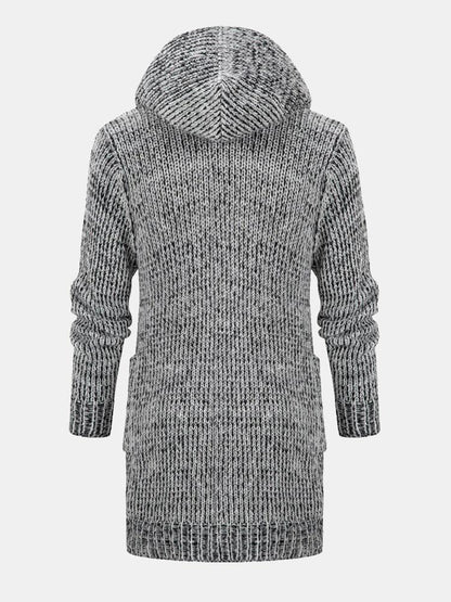 Beau Garcon | Long Line Horn Buckle Hooded Knitted Cardigan