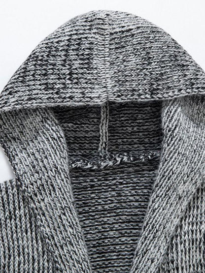 Beau Garcon | Long Line Horn Buckle Hooded Knitted Cardigan