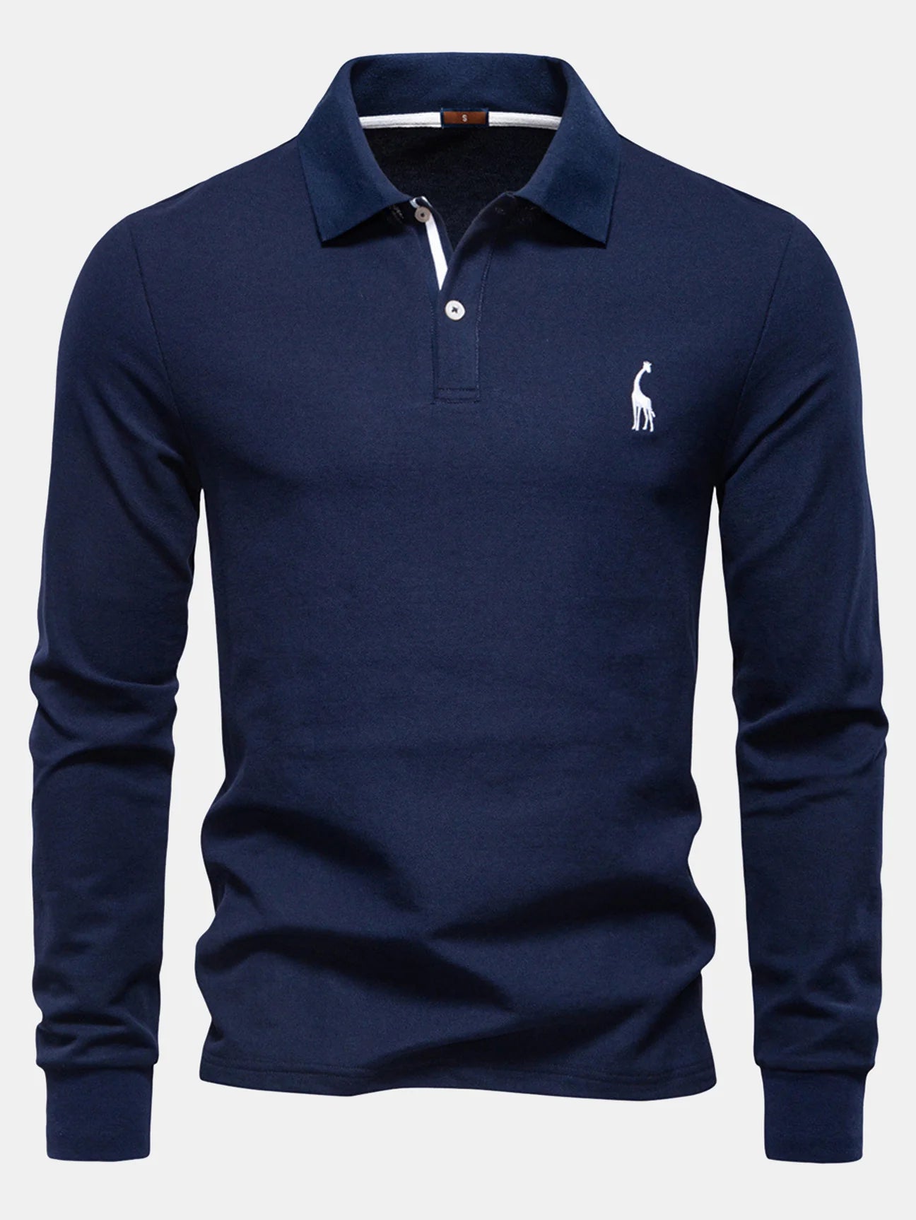 Beau Garcon | Long Sleeved Giraffe Embroidery Polo Shirt