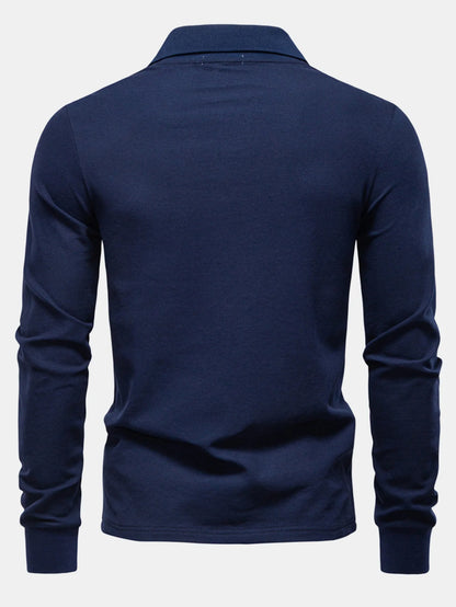 Beau Garcon | Long Sleeved Giraffe Embroidery Polo Shirt