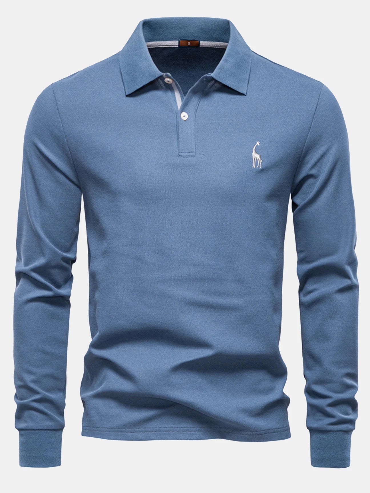 Beau Garcon | Long Sleeved Giraffe Embroidery Polo Shirt