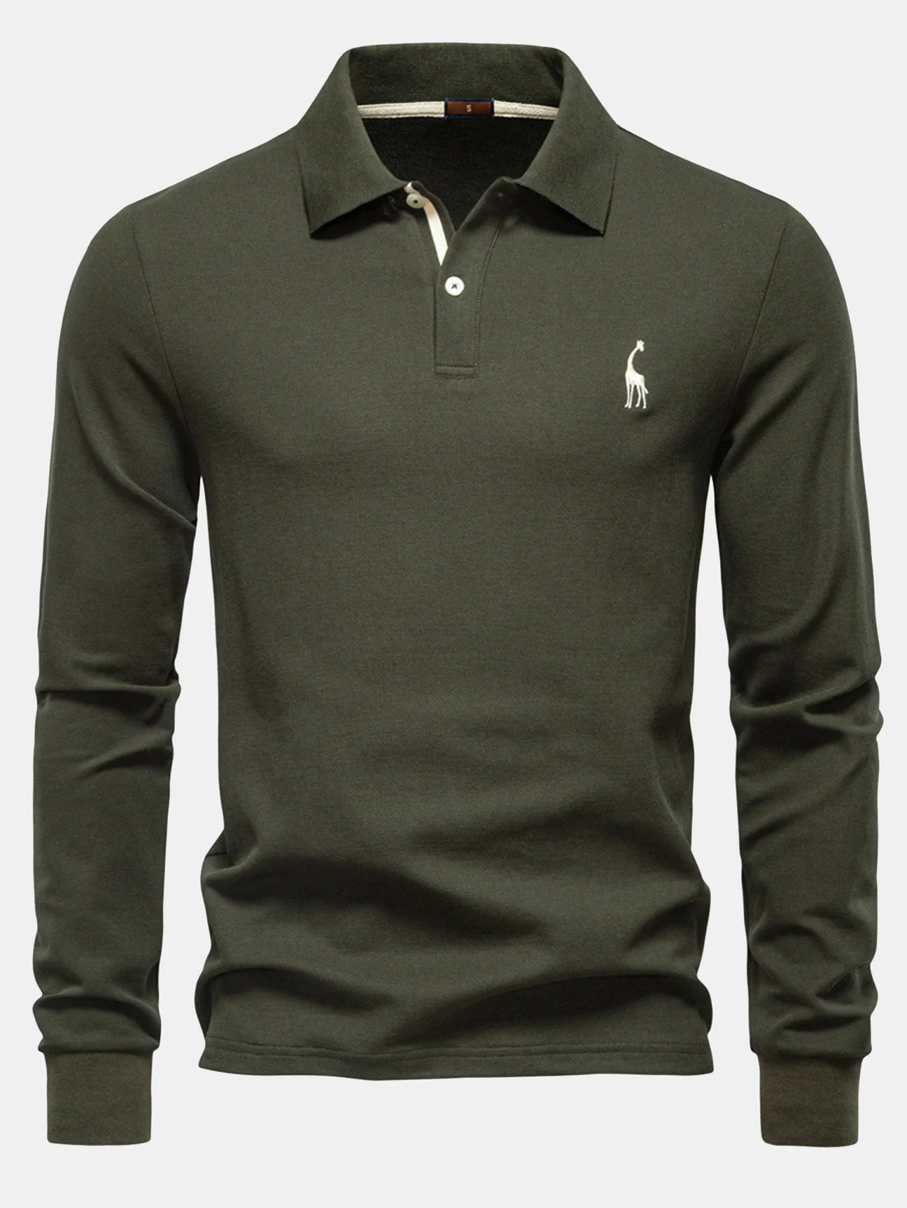 Beau Garcon | Long Sleeved Giraffe Embroidery Polo Shirt