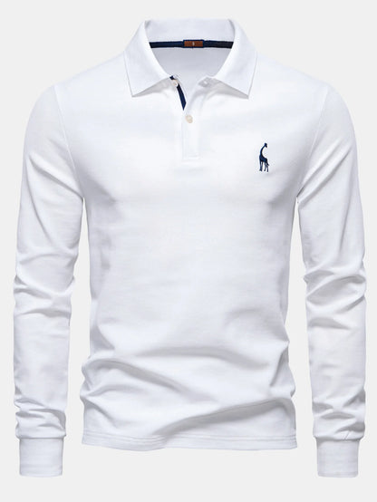 Beau Garcon | Long Sleeved Giraffe Embroidery Polo Shirt