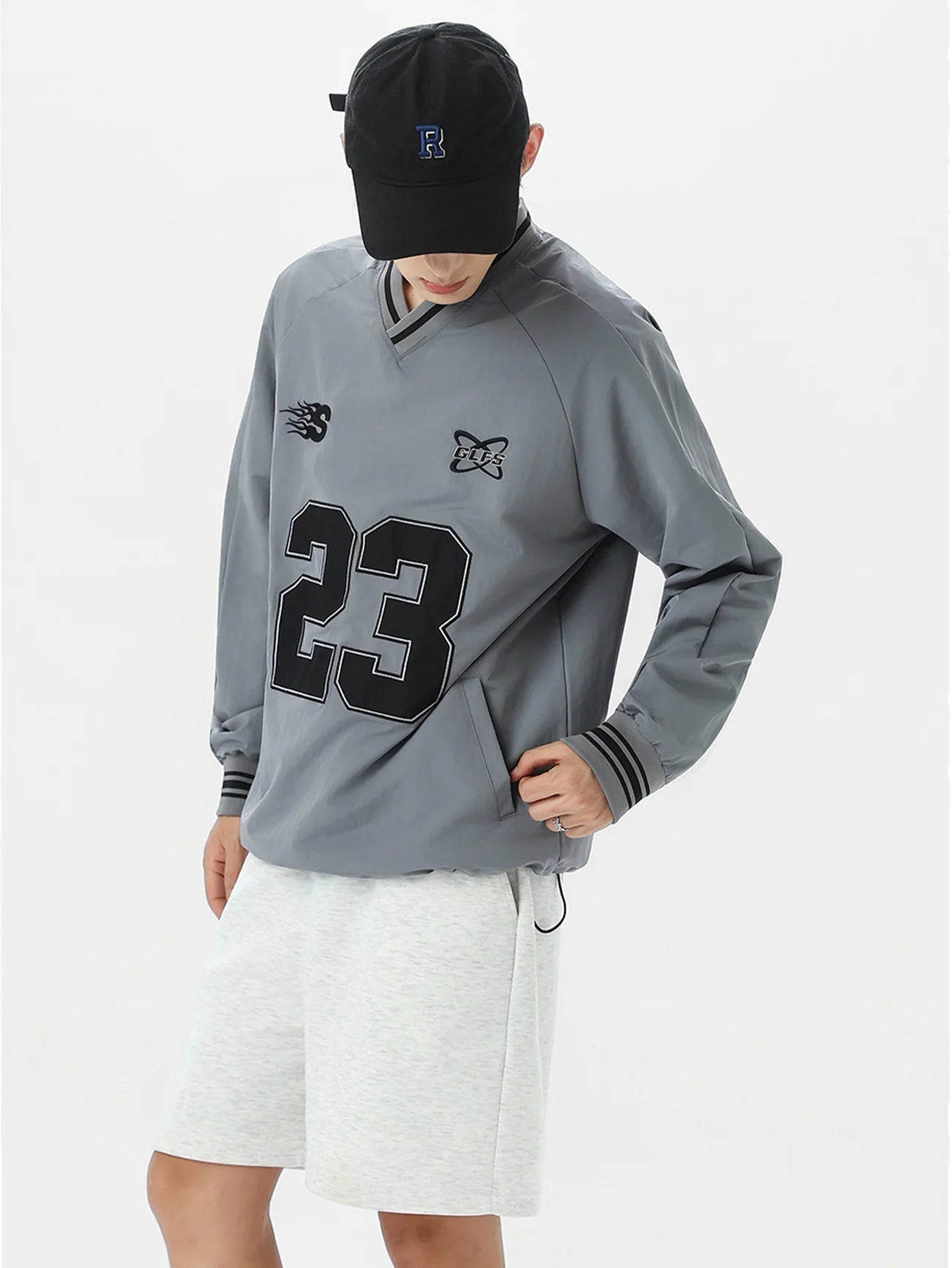 Beau Garcon | Long Sleeved Number Print V Neck Sweatshirt