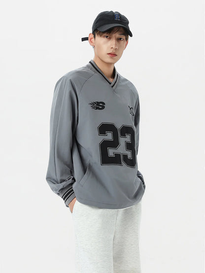 Beau Garcon | Long Sleeved Number Print V Neck Sweatshirt