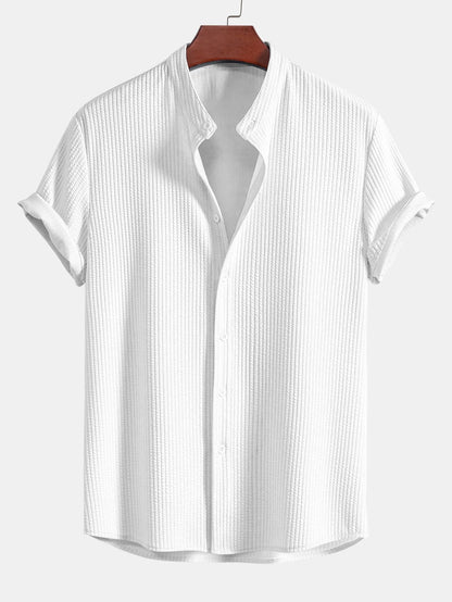 Beau Garcon | Muscle Fit Ribbed Stand Collar Shirt