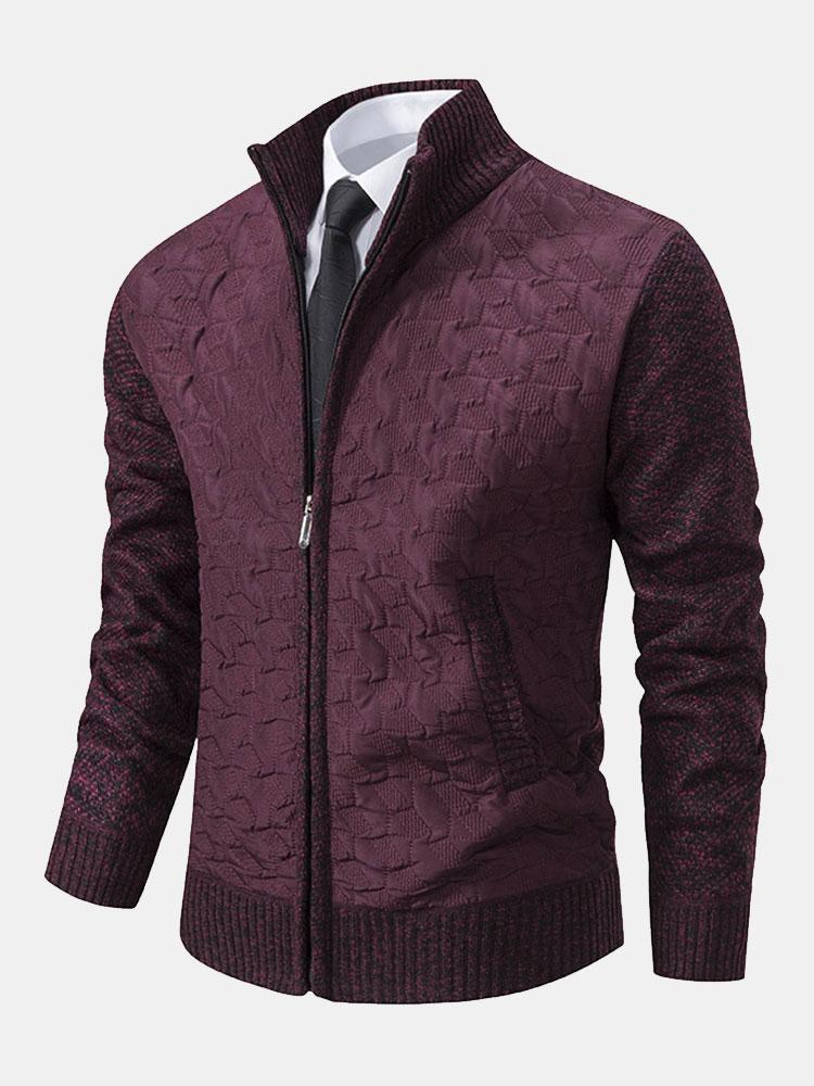 Beau Garcon | Quilted Jacquard Zip Up Sweater