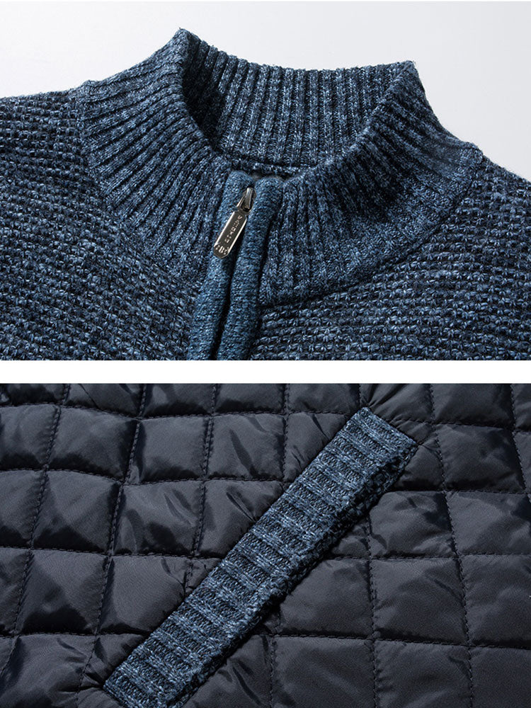 Beau Garcon | Quilted Patchwork Zip Up Sweater