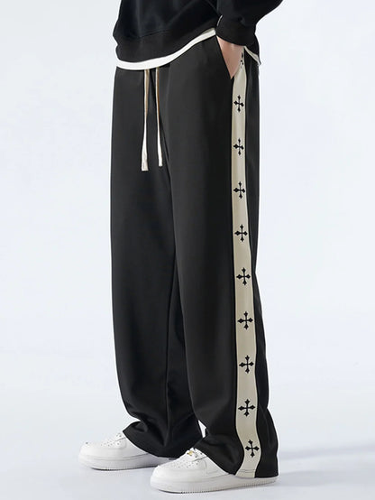 Beau Garcon | Relax Fit Cross Side Stripe Straight Leg Pants
