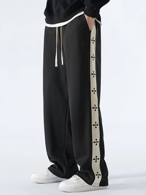 Beau Garcon | Relax Fit Cross Side Stripe Straight Leg Pants