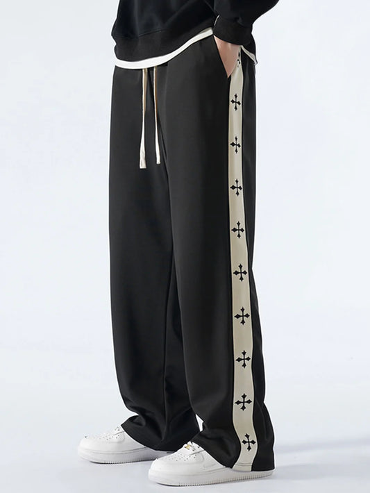Beau Garcon | Relax Fit Cross Side Stripe Straight Leg Pants