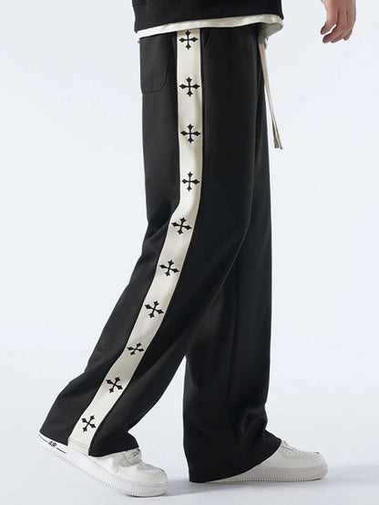 Beau Garcon | Relax Fit Cross Side Stripe Straight Leg Pants