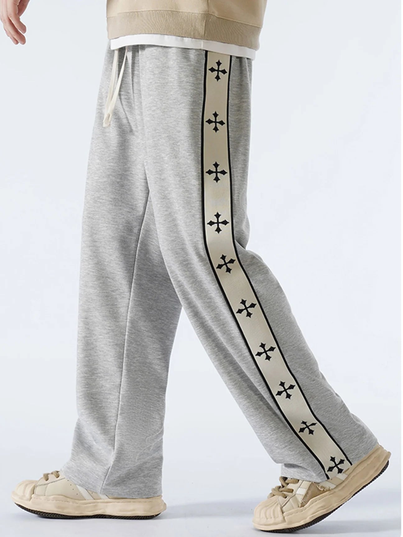 Beau Garcon | Relax Fit Cross Side Stripe Straight Leg Pants