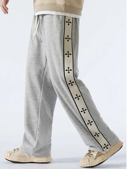 Beau Garcon | Relax Fit Cross Side Stripe Straight Leg Pants