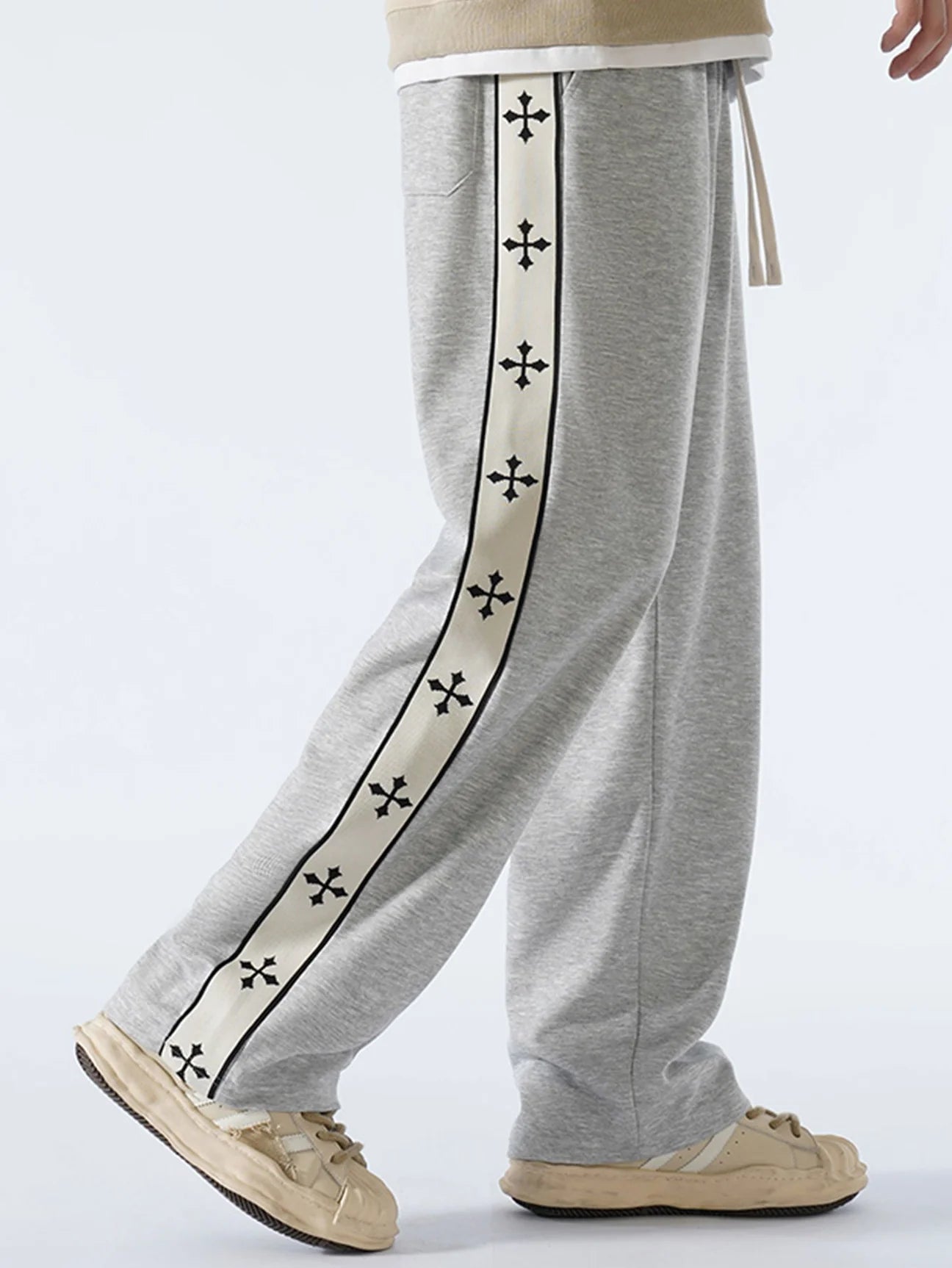 Beau Garcon | Relax Fit Cross Side Stripe Straight Leg Pants