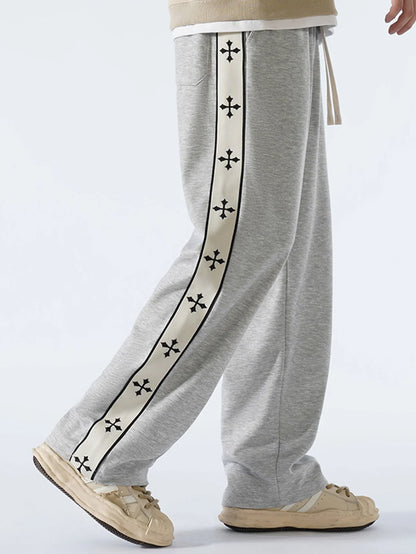 Beau Garcon | Relax Fit Cross Side Stripe Straight Leg Pants