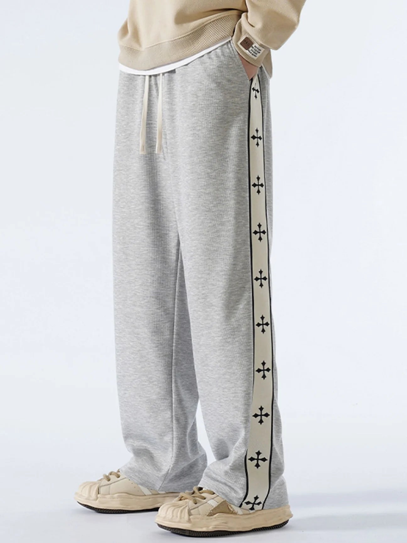 Beau Garcon | Relax Fit Cross Side Stripe Straight Leg Pants