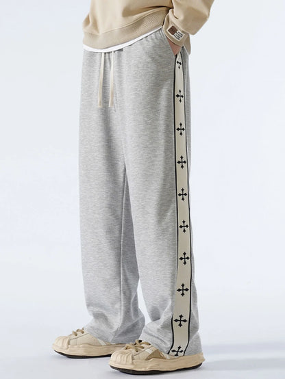 Beau Garcon | Relax Fit Cross Side Stripe Straight Leg Pants