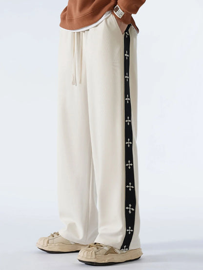 Beau Garcon | Relax Fit Cross Side Stripe Straight Leg Pants