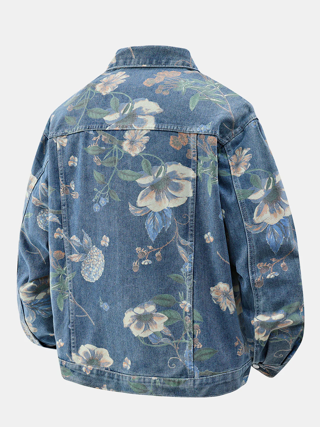 Beau Garcon | Relax Fit Flower Print Washed Denim Jacket