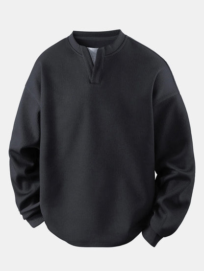 Beau Garcon | Relax Fit Waffle V Neck Sweatshirt