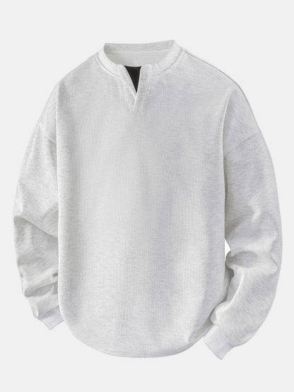 Beau Garcon | Relax Fit Waffle V Neck Sweatshirt