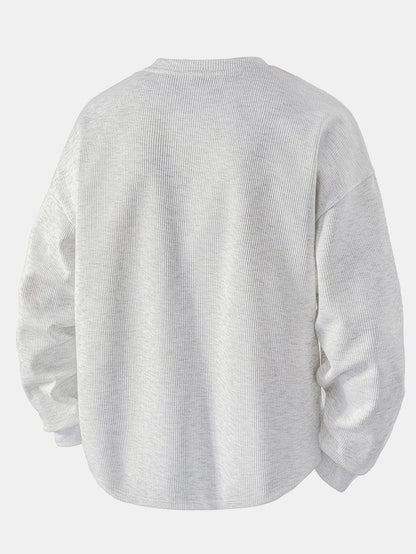 Beau Garcon | Relax Fit Waffle V Neck Sweatshirt