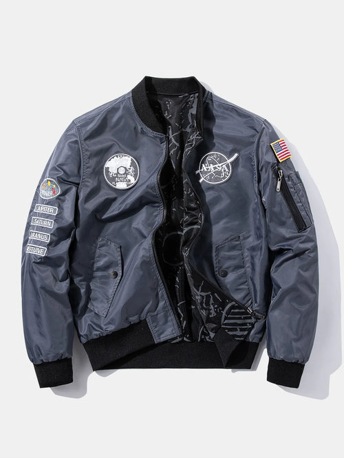 Beau Garcon | Reversible NASA Embroidered Patch Bomber Jacket