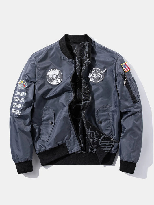 Beau Garcon | Reversible NASA Embroidered Patch Bomber Jacket