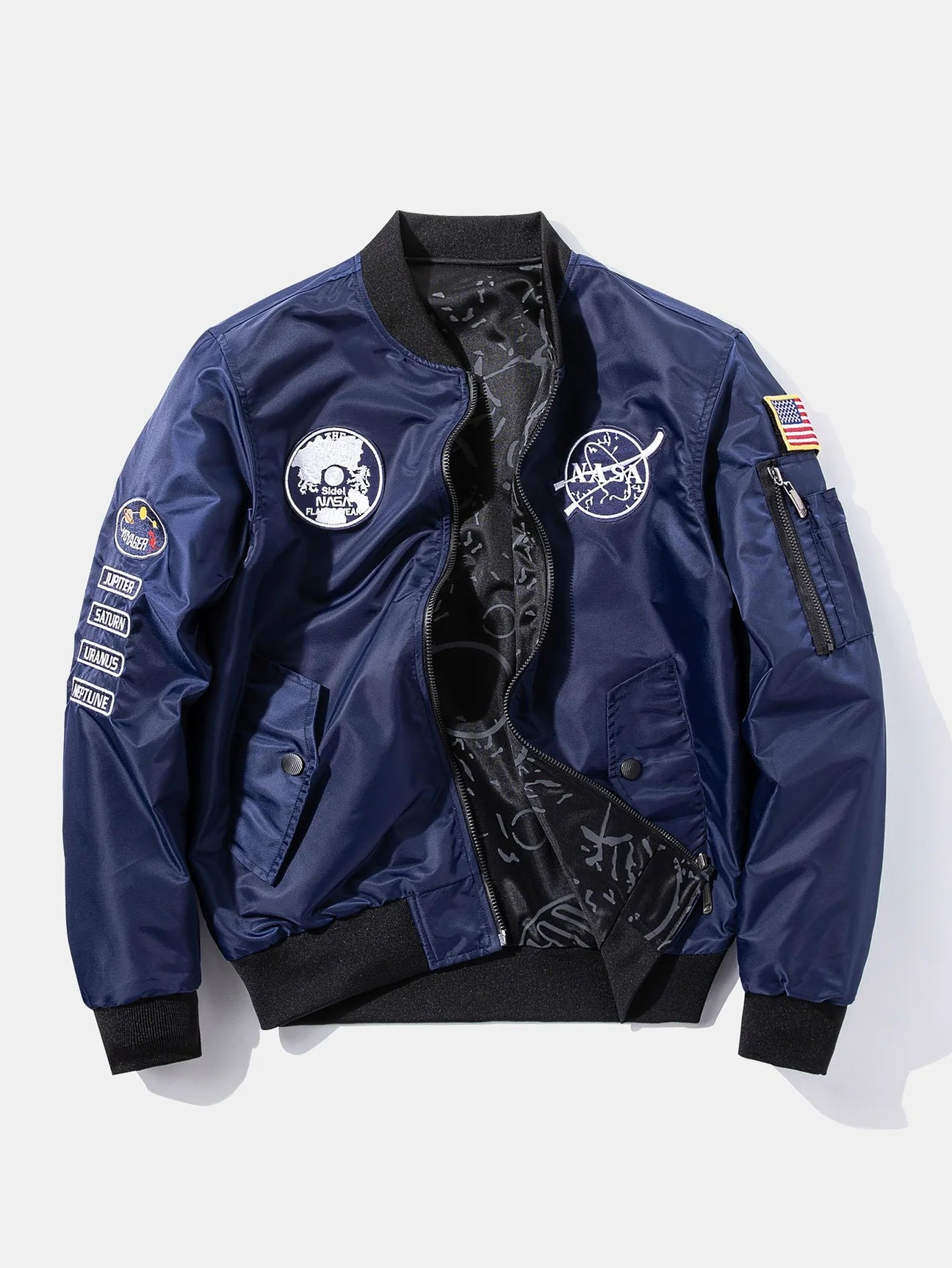 Beau Garcon | Reversible NASA Embroidered Patch Bomber Jacket