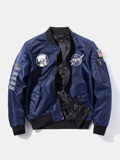 Beau Garcon | Reversible NASA Embroidered Patch Bomber Jacket