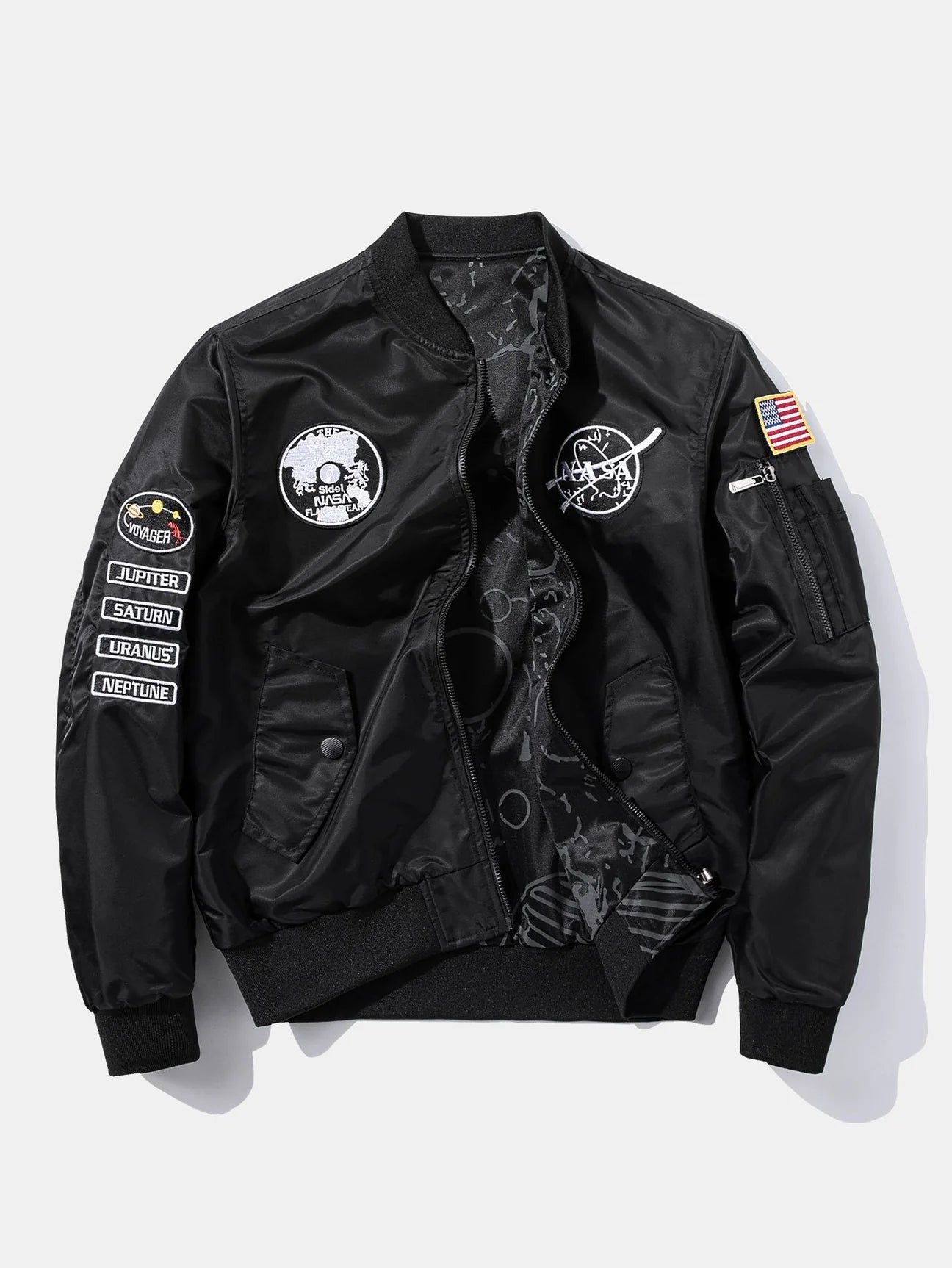 Beau Garcon | Reversible NASA Embroidered Patch Bomber Jacket