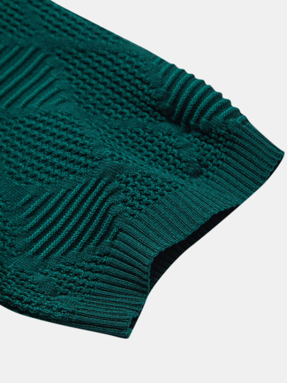 Beau Garcon | Rhombus Textured Zip Up Knitted Polo Shirt