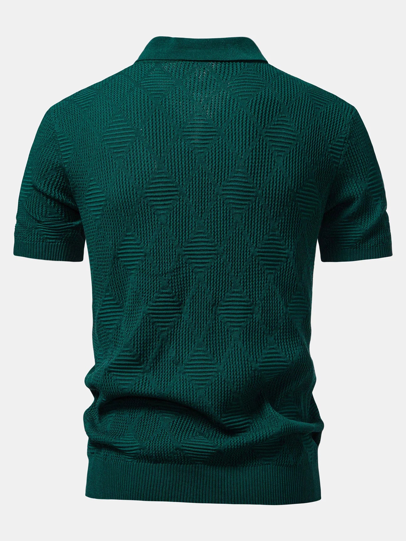 Beau Garcon | Rhombus Textured Zip Up Knitted Polo Shirt